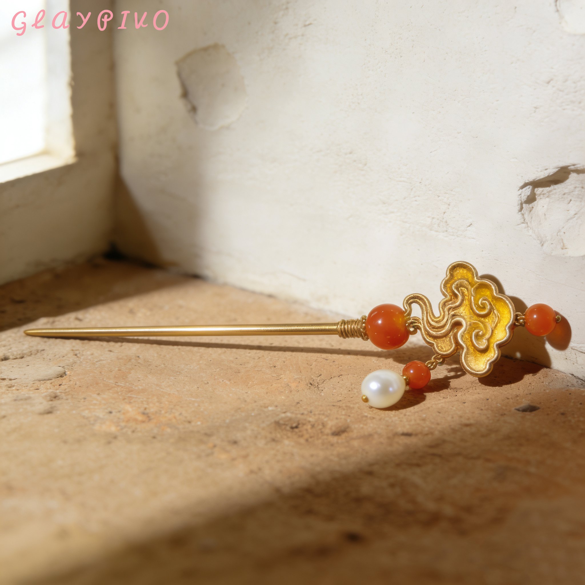 ปิ่นปักผมโลหะแกะสลัก เครื่องประดับผมจีนโบราณฮั่นฝู