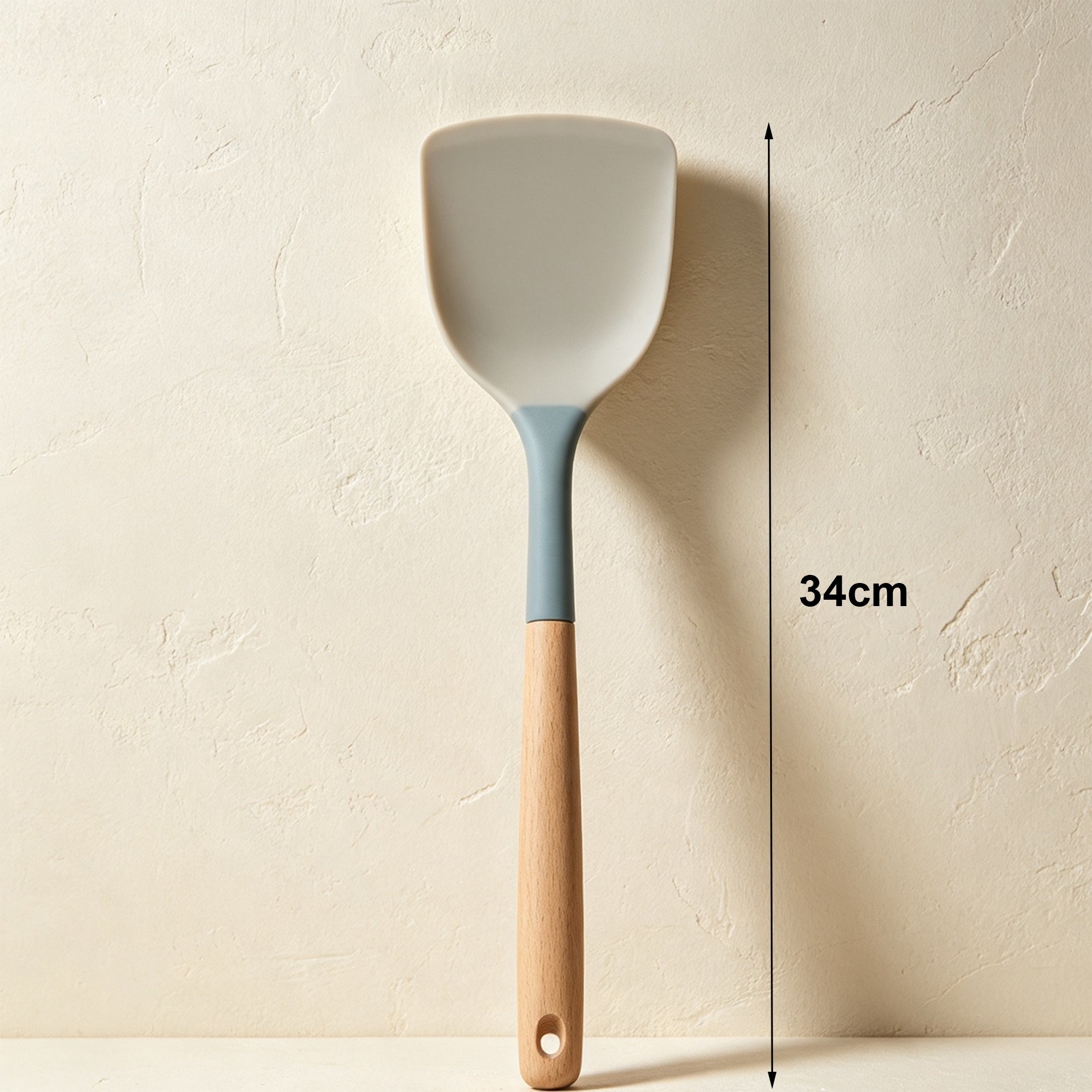 Mixing batter with silicone spatula from 6-piece set