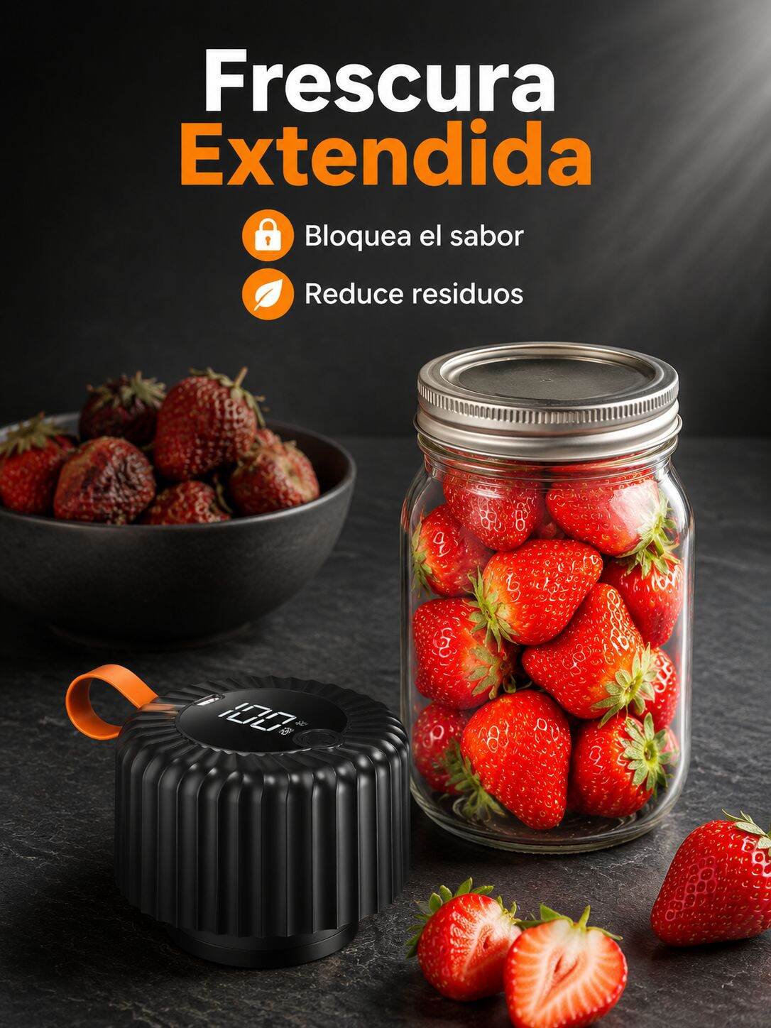 Máquina envasadora al vacío sobre encimera de cocina
