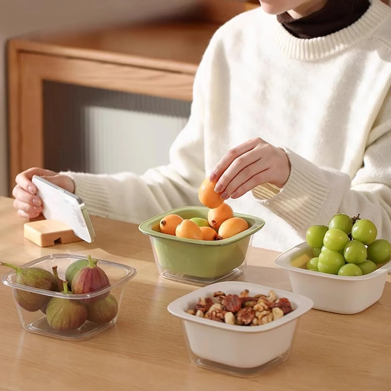 Cesta de drenaje gruesa para cocina, plato multiusos para verduras y frutas