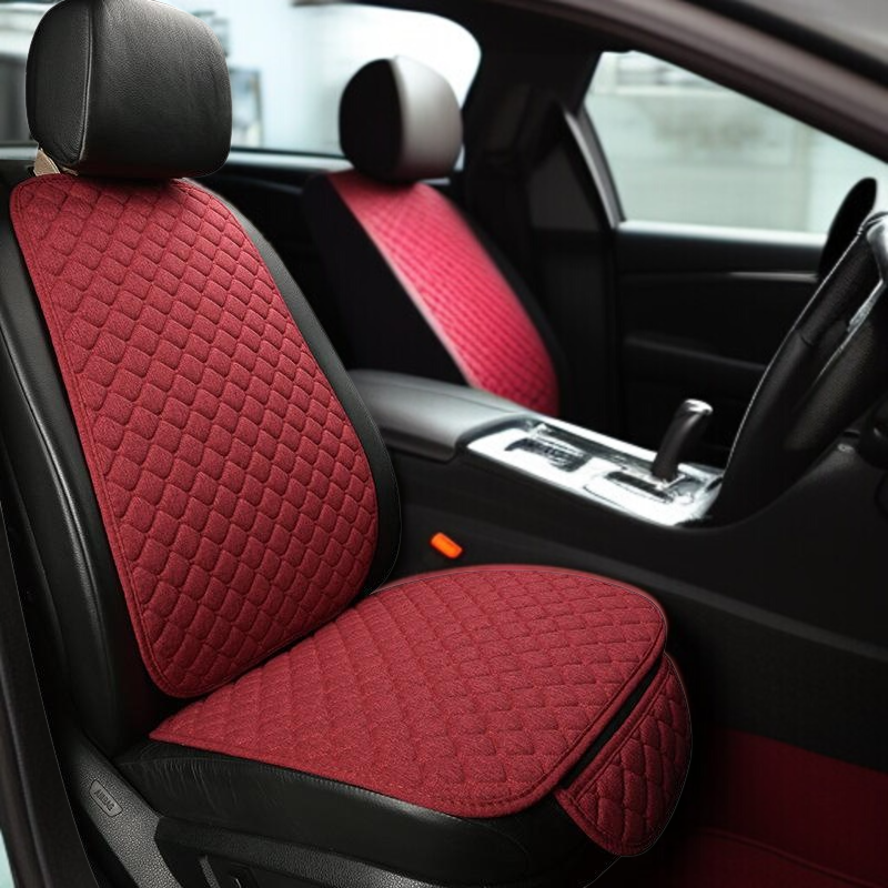 Linen car seat cushion set for enhanced driving comfort