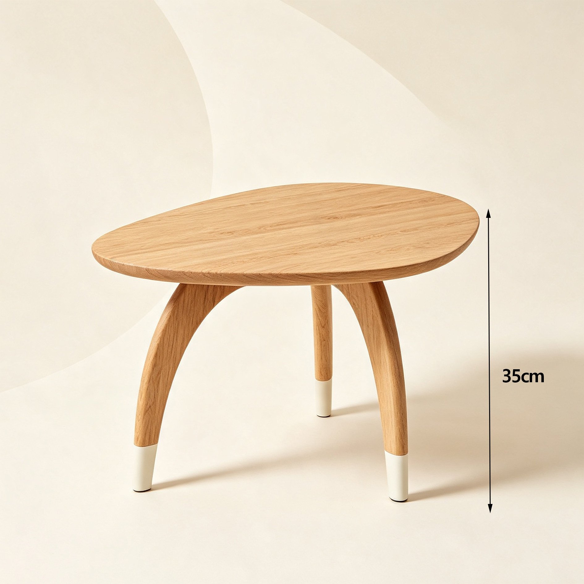 Small oval side table beside sofa