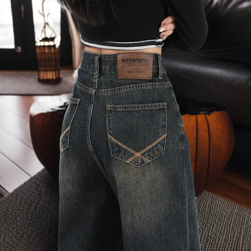 키작녀 하이웨스트 슬림핏 스트레이트 청바지