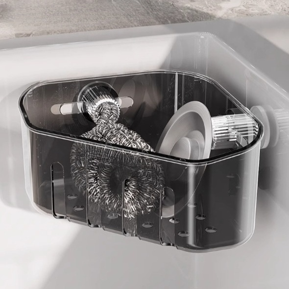 家用廚房吸盤水內置物架壁掛多功能抹布濾水架子水龍頭海綿收納