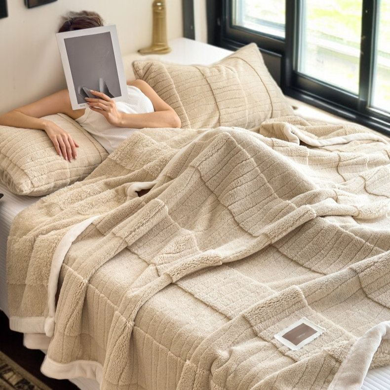 모자급 폴라폴리스 담요 융털 도톰 싱글 소파 커버 담요 겨울 에어컨 담요