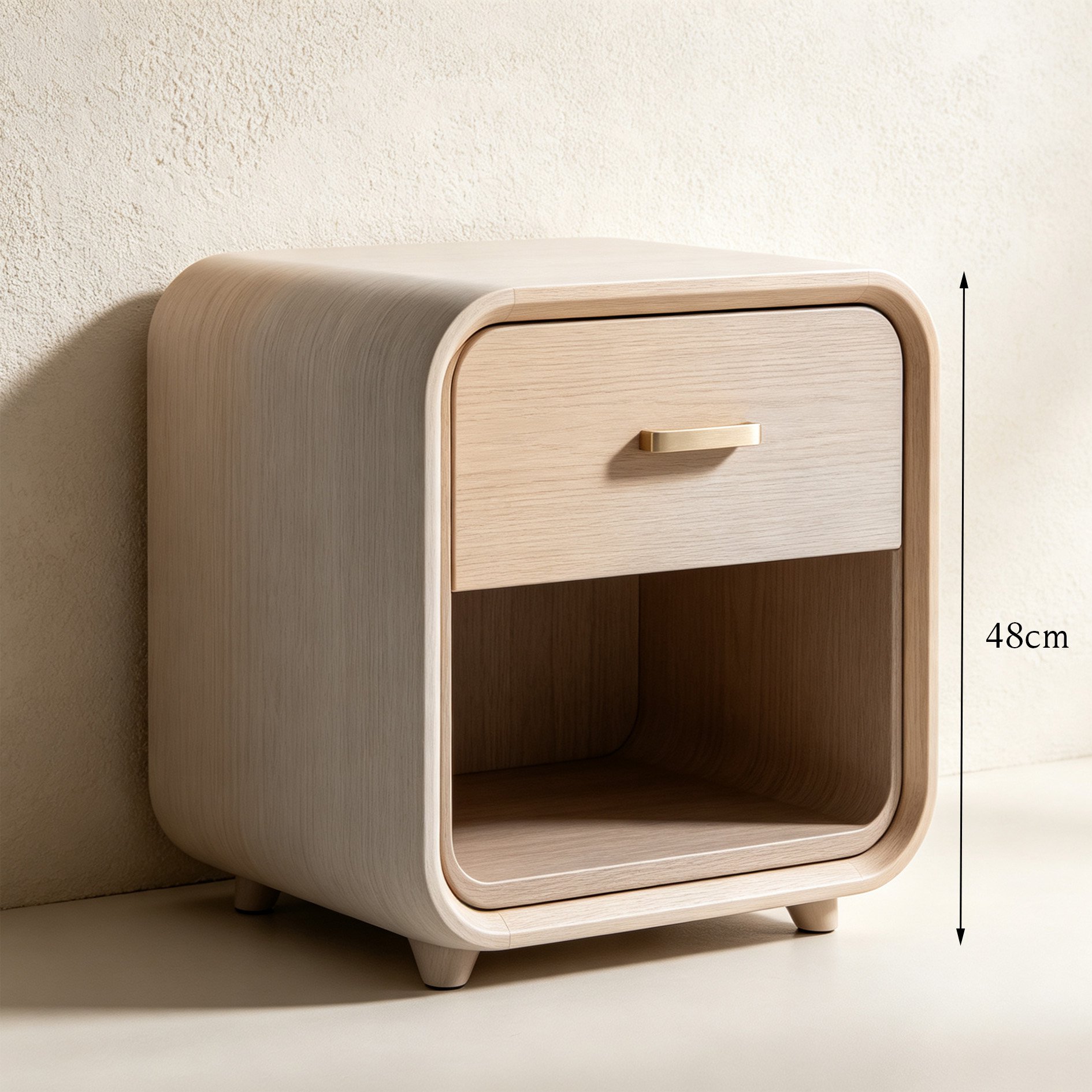 Single drawer bedside table with open shelf
