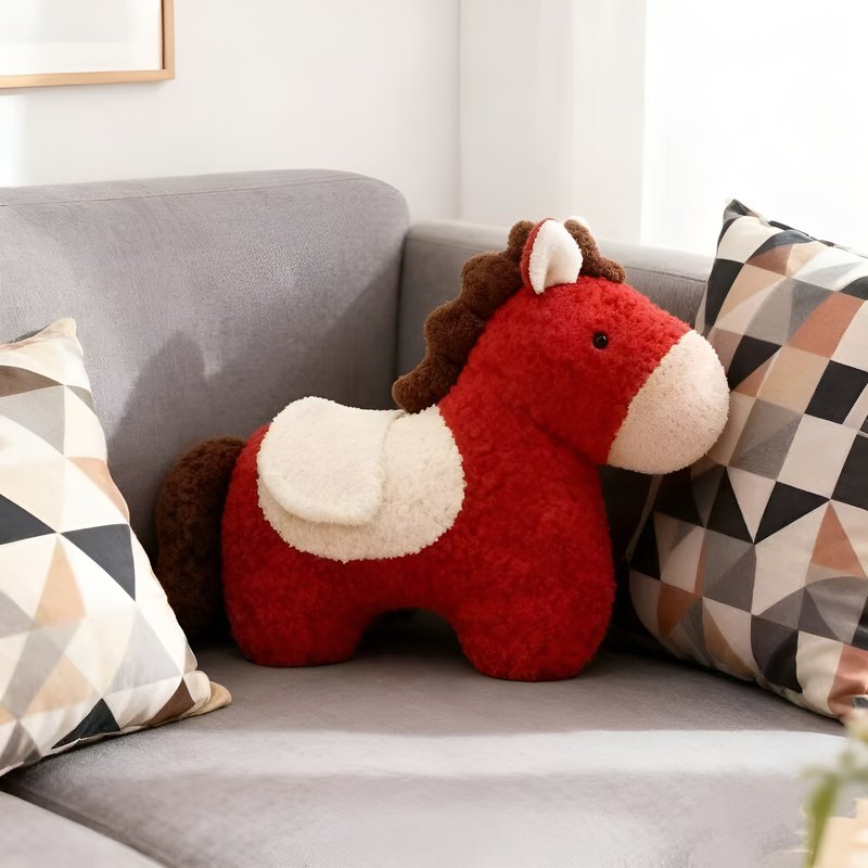 Little Red Horse Decorative Pillow