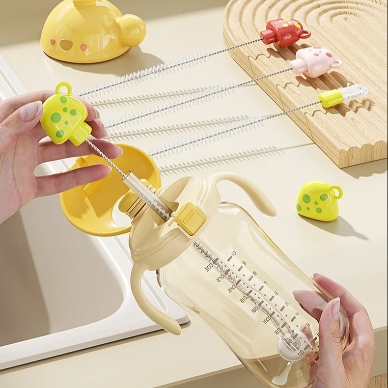 ストローブラシ 家庭用 きのこ型兼用掃除ブラシ コップ用四角ストローブラシ