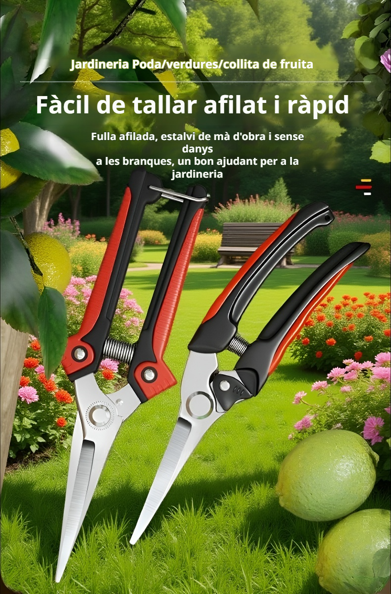 Tijera de jardinería de fàcil ús tallant flors
