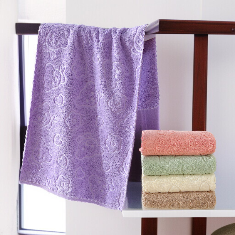 곰돌이 프린트 타월 극세사 타월