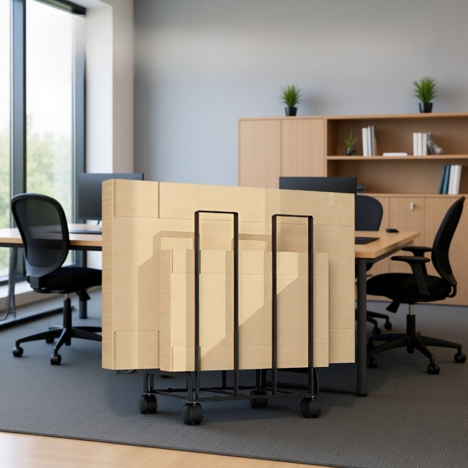 Movable cardboard sundries storage cart in Japanese design