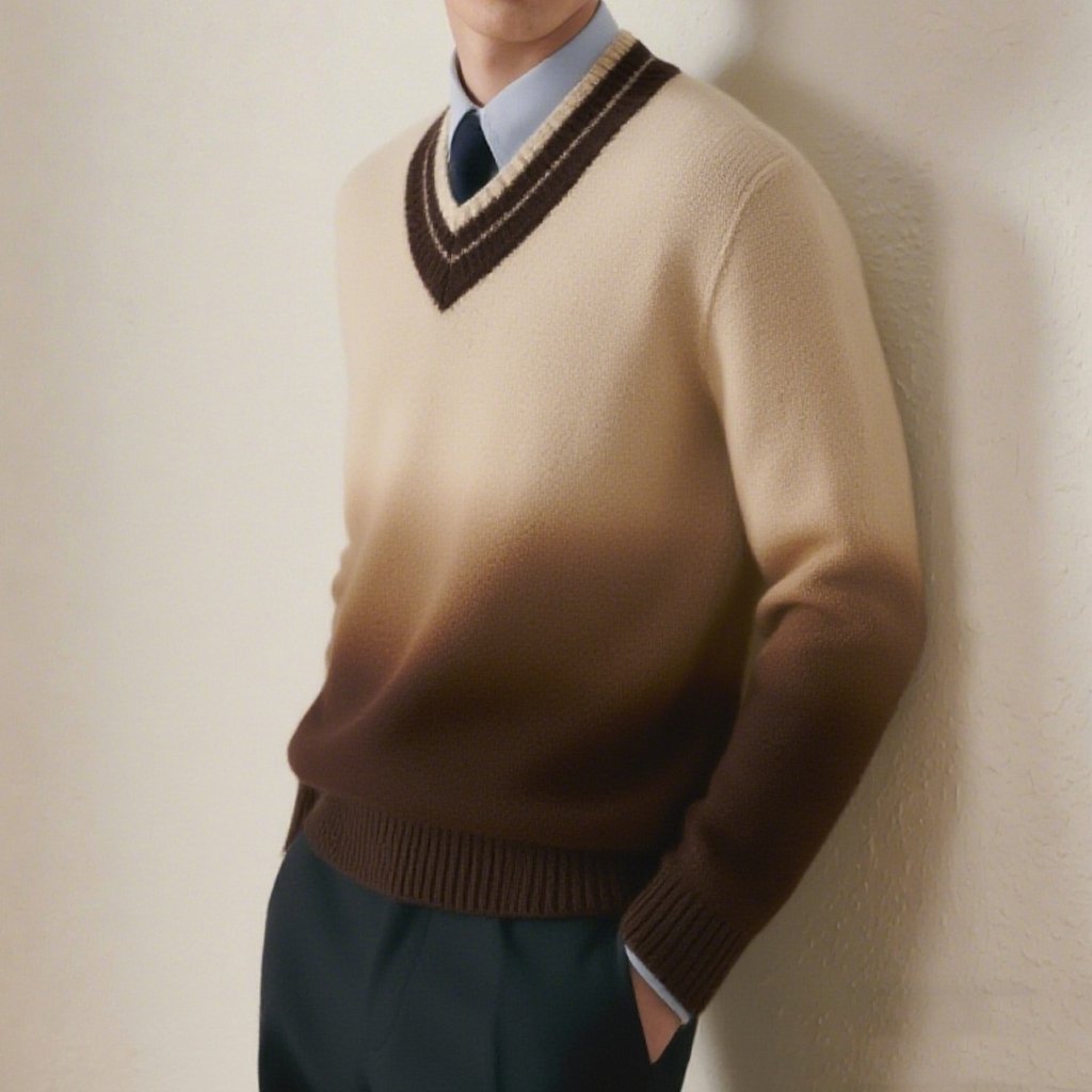 그러데이션 브이넥 니트 스웨터