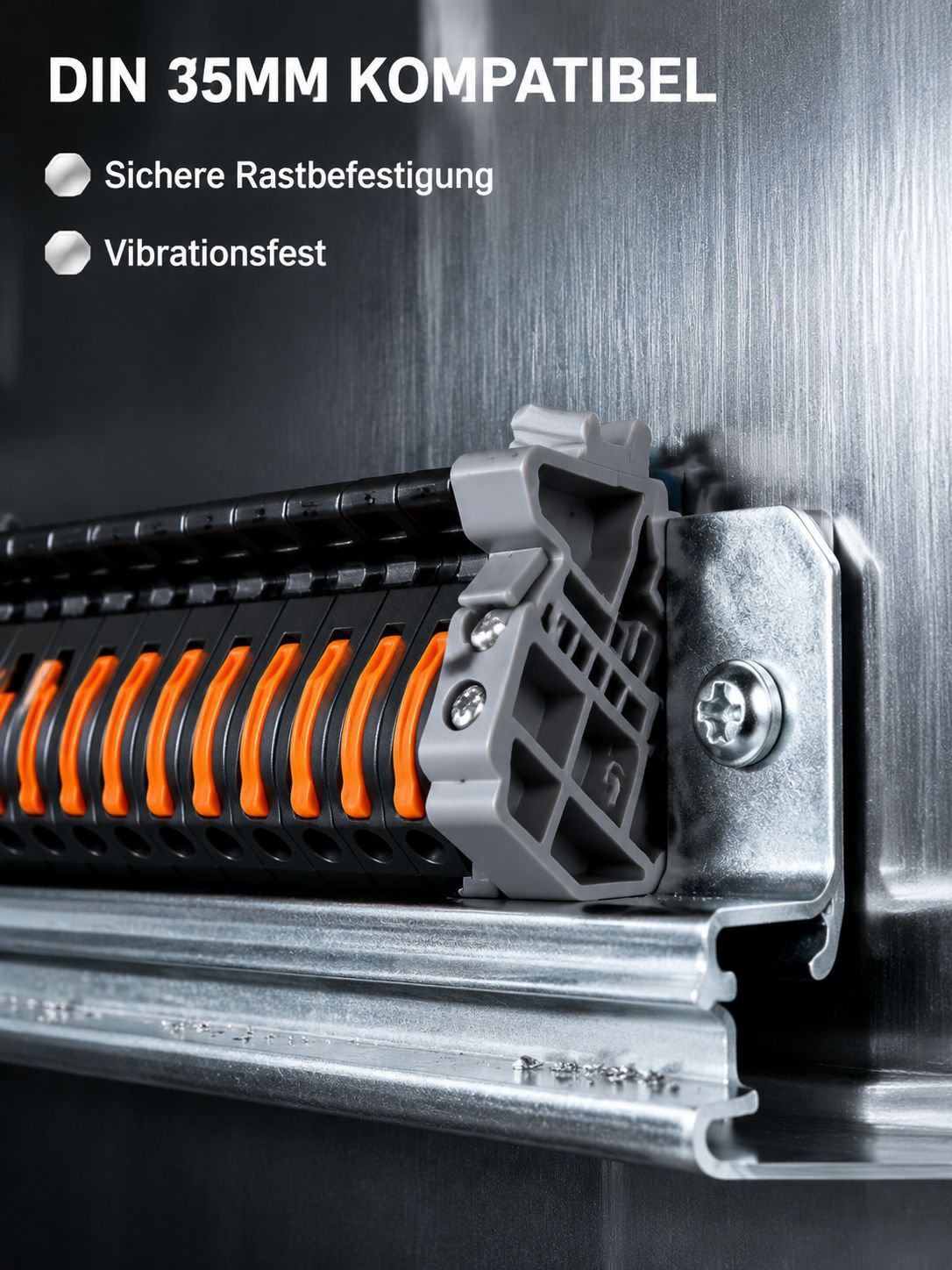 Hutschienenmontierbarer Druckanschluss-Verteilerblock