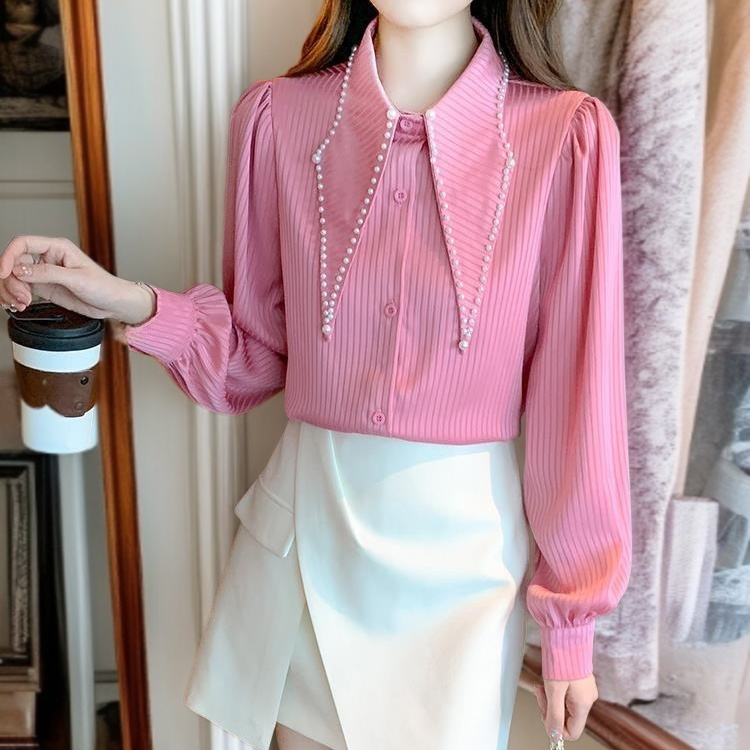 レディース減齢ゆったり長袖シャツ