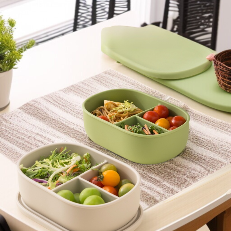 식품급 실리콘 런치 도시락 밀폐 칸 도시락 전자레인지 가열 보관함 휴대용 런치 수납함