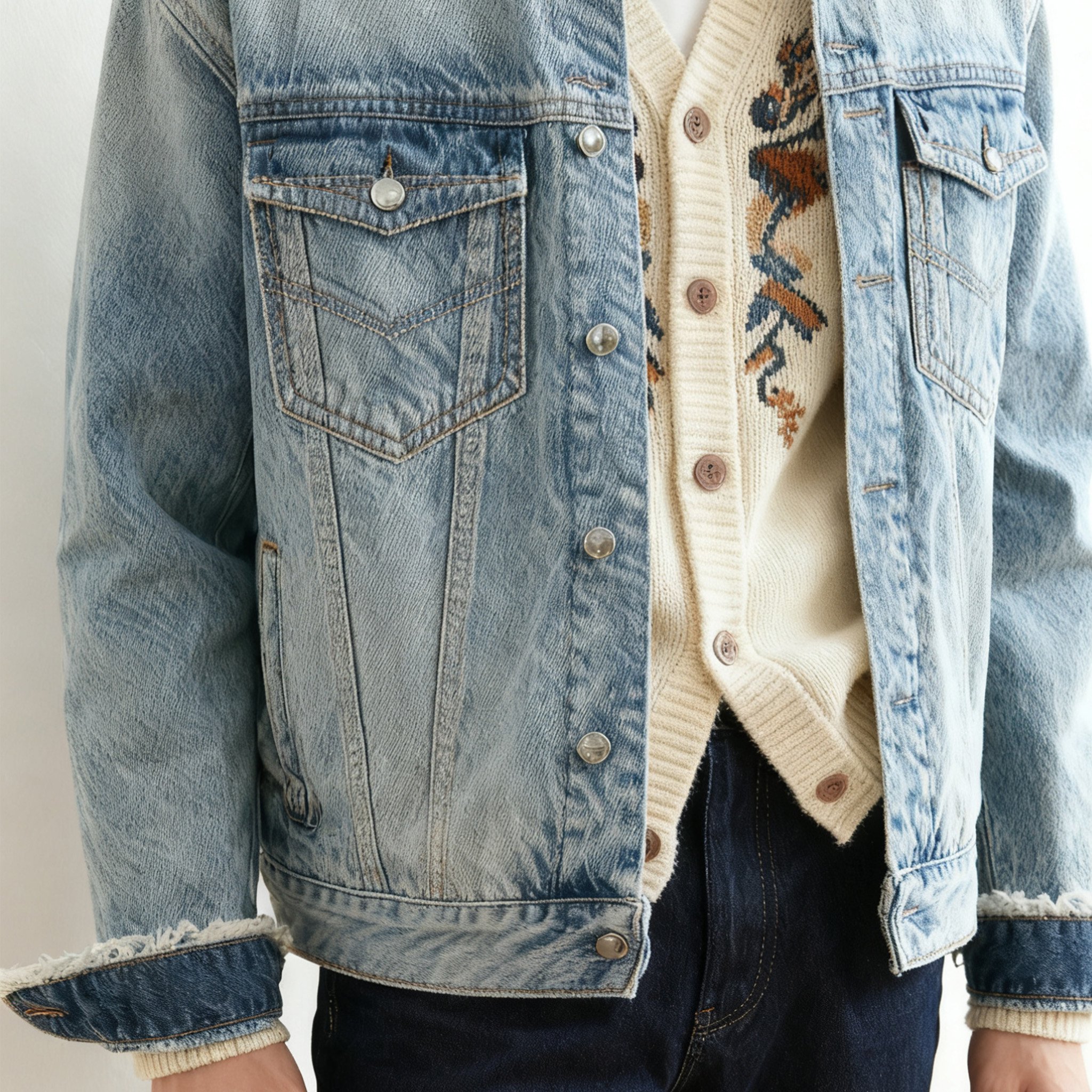 남성 빈티지 워싱 데님 재킷