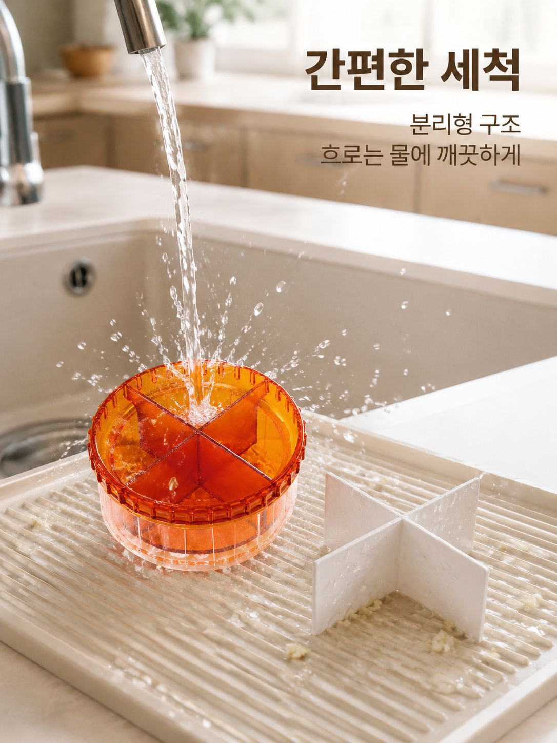 작은 공간에도 보관이 쉬운 마늘분쇄기