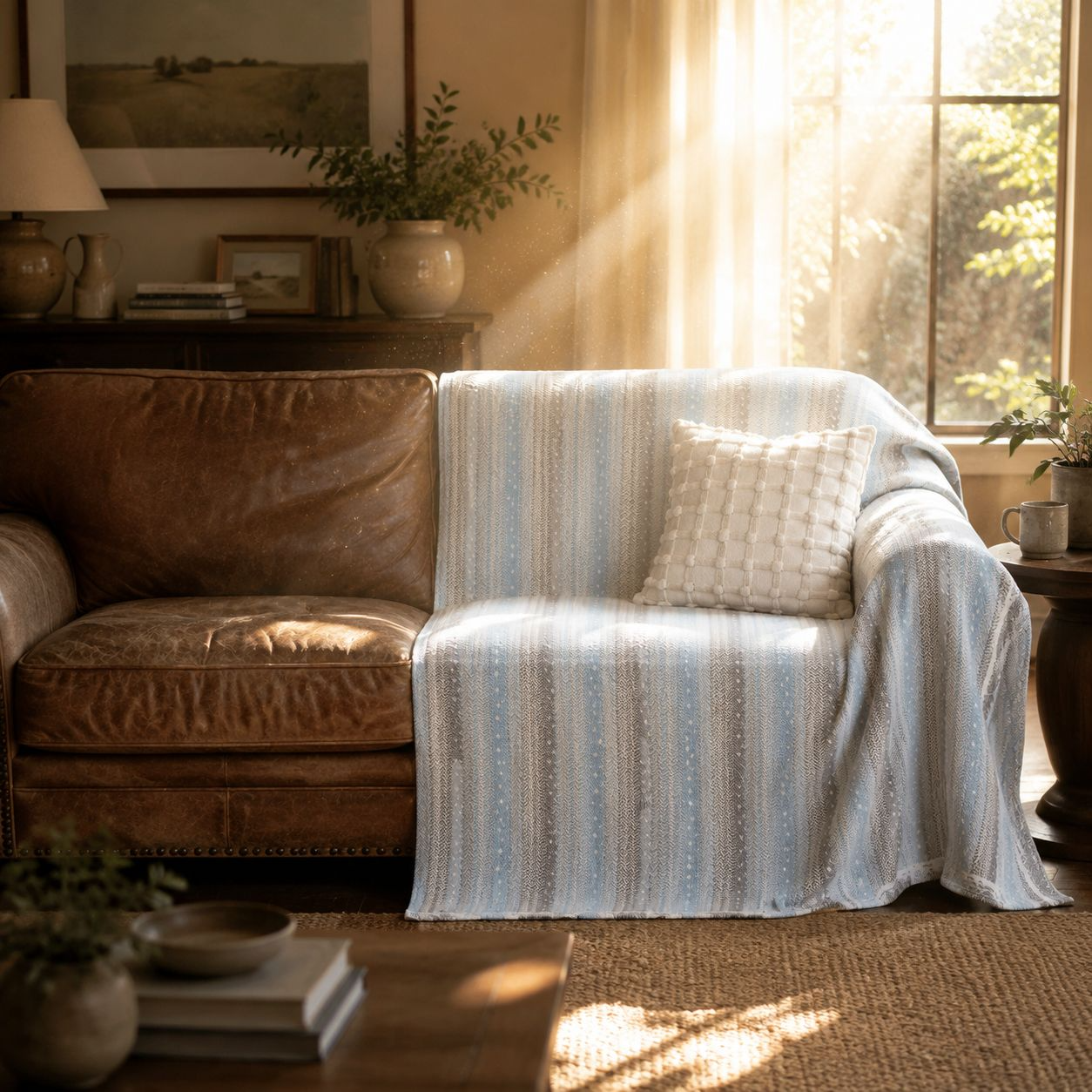 Layered wavy texture sofa cover, universal sofa protector, minimalist style sofa cover
