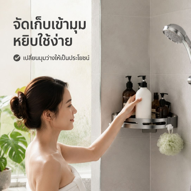ที่วางของในห้องน้ำแบบไม่ต้องเจาะ