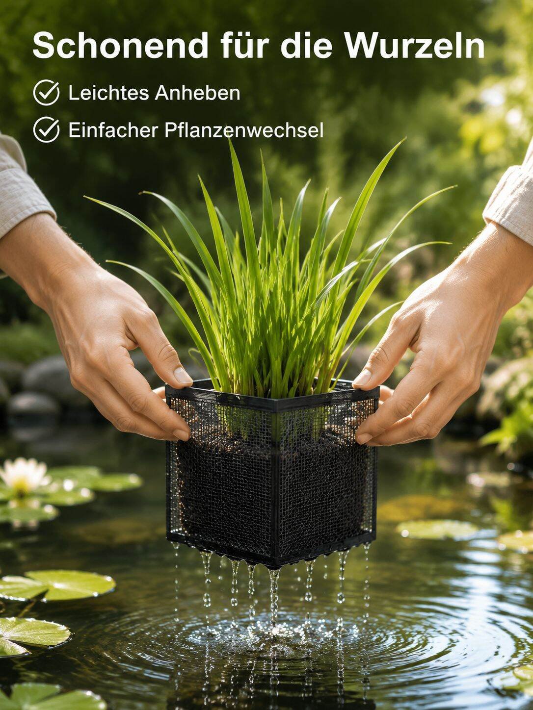 4er Set wiederverwendbare Netztöpfe für Wasserpflanzen, Teich und Wassergarten