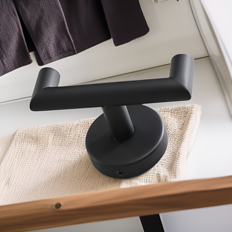 バスルーム専用ブラックメタルダブルフック