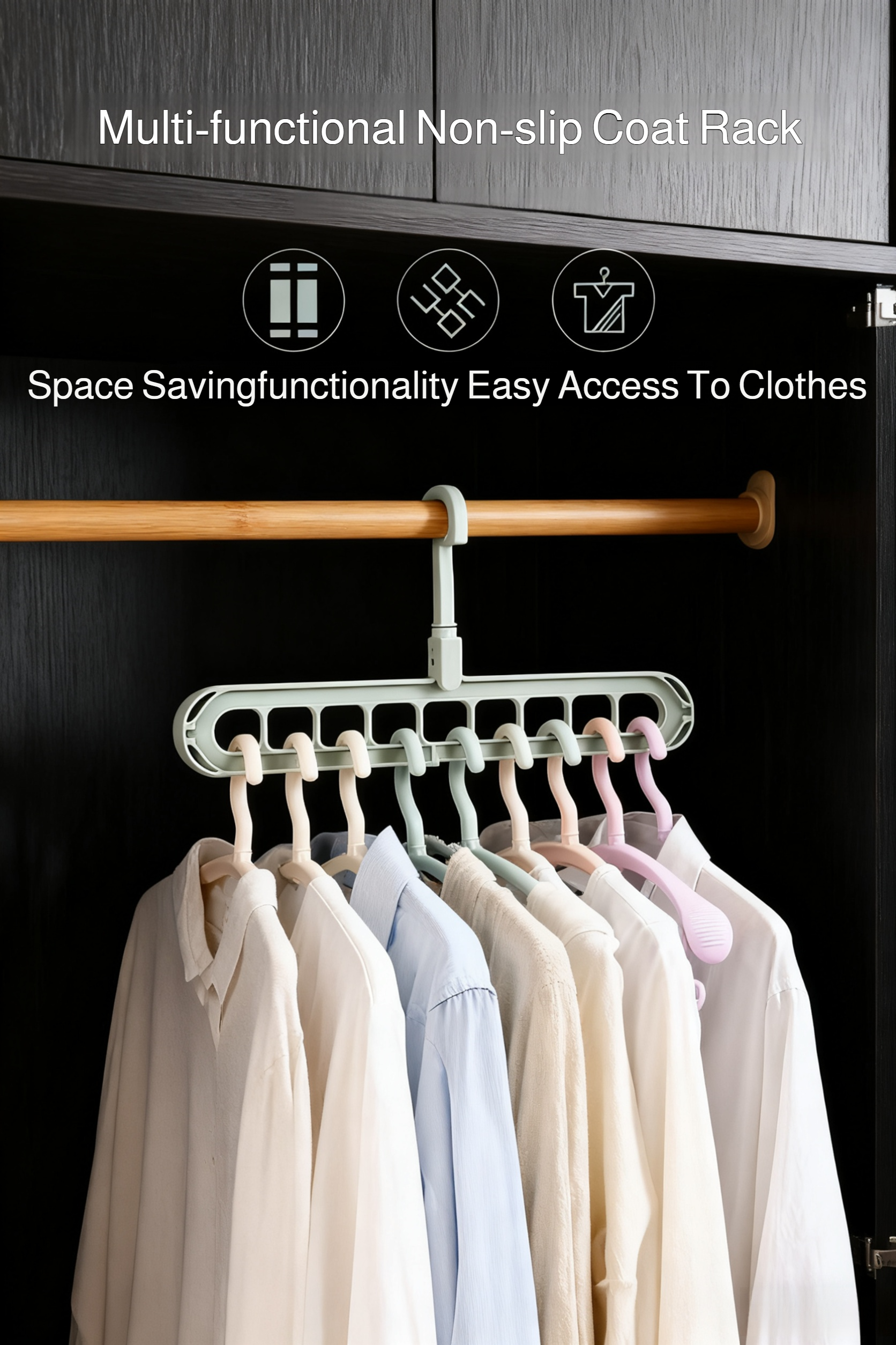 Multipurpose 9-Hole Hanger for Clothes Organization