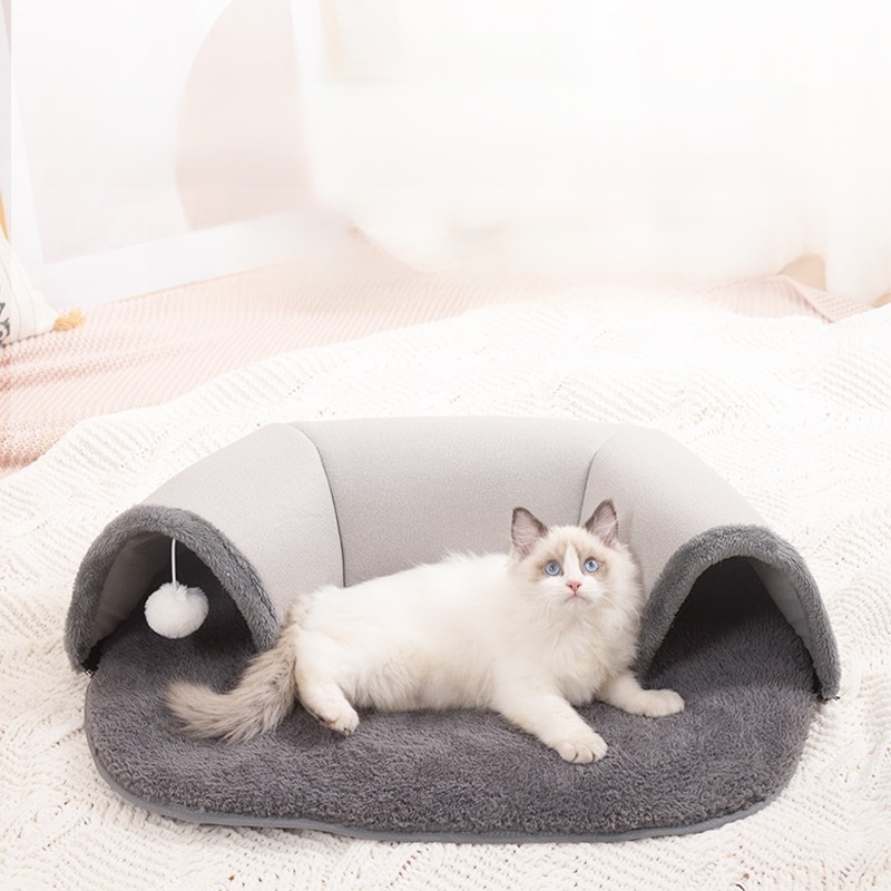 Lit tunnel villa détachable pour chat