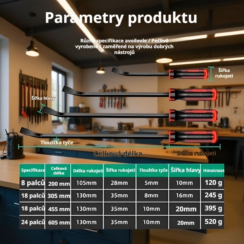 Autoservisní páčidlo na demontáž pneumatik, konverzní kužel pro šroubovák