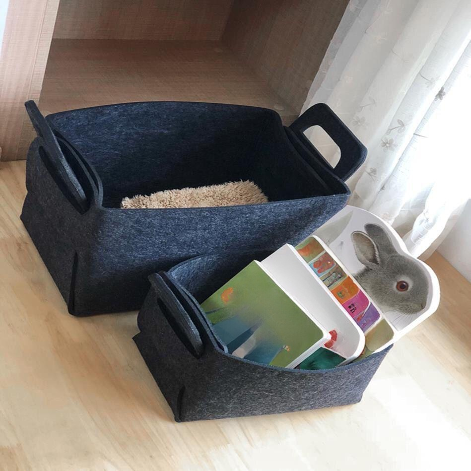Caja de almacenamiento de fieltro grueso con asa