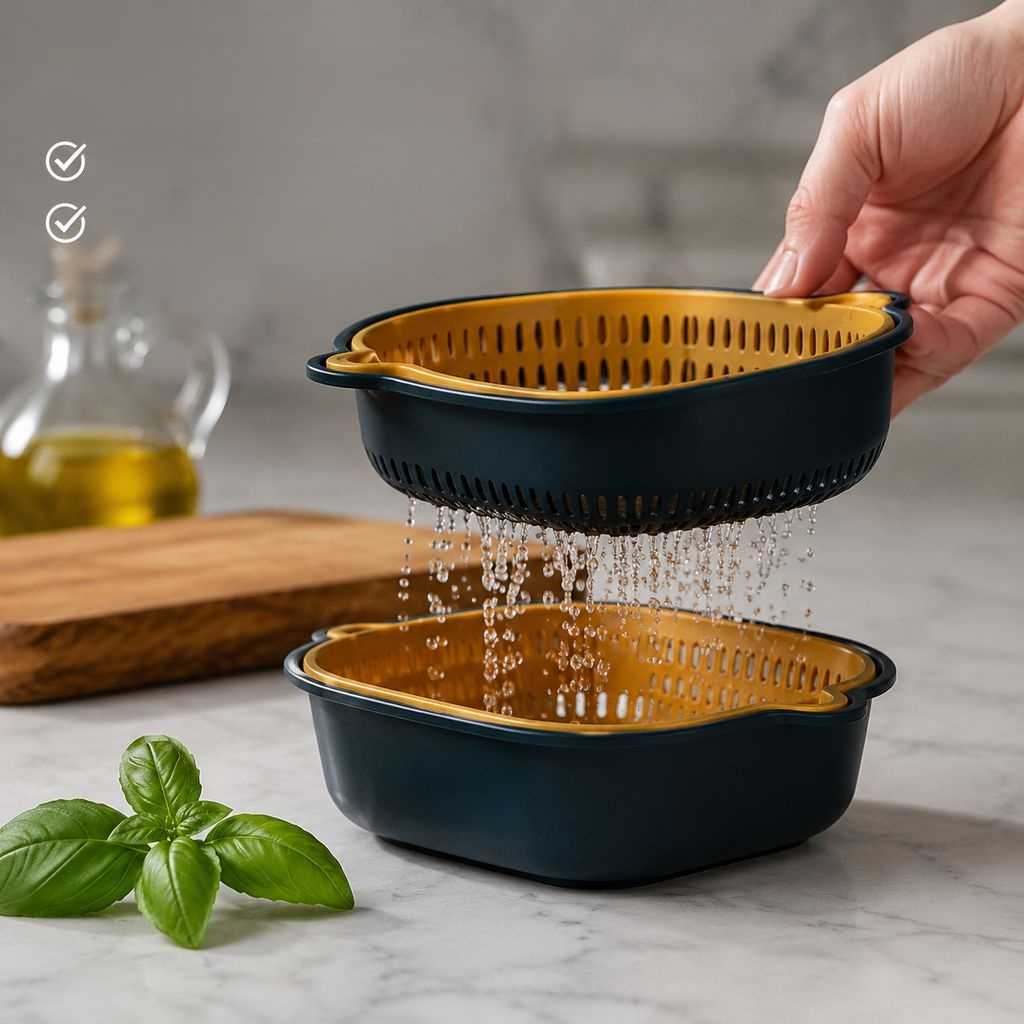 Panier de lavage à légumes double couche