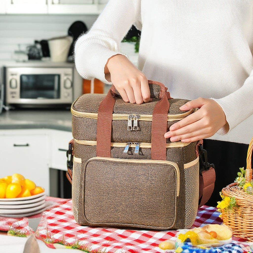 Expandable double-layer refrigerated lunch box