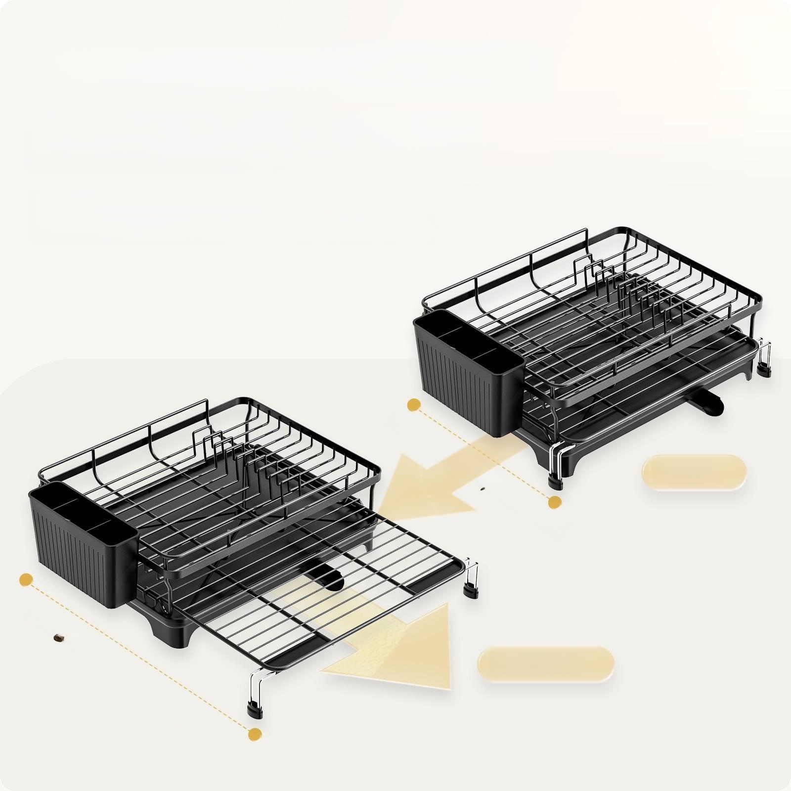 キッチン伸縮式排水ラック、食器ラック