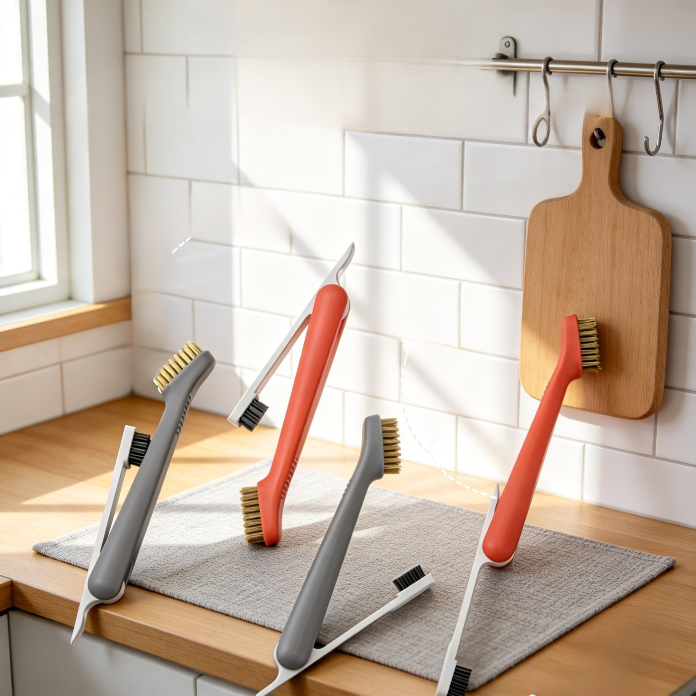 Detalle de cerdas del cepillo colgante para grasa difícil