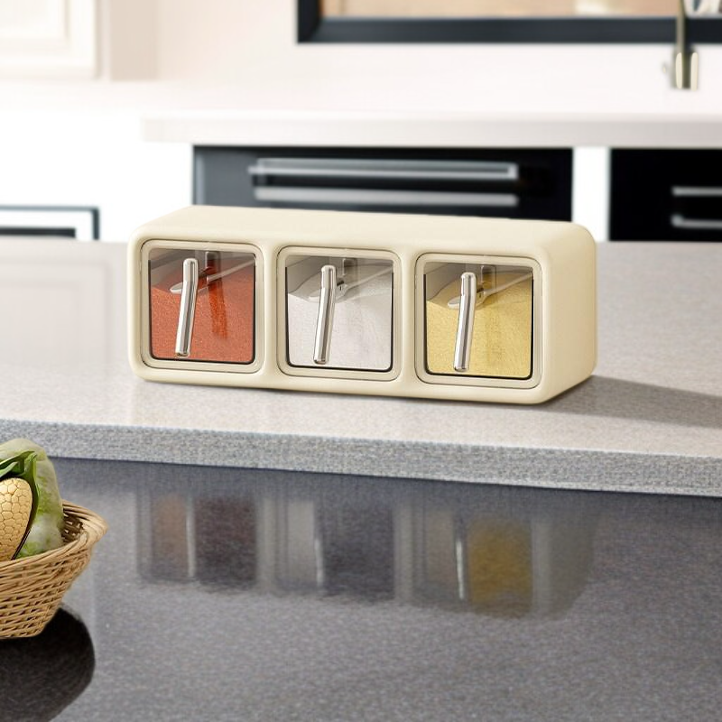 ขวดใส่เครื่องเทศพลาสติกติดผนัง ชุดคอมโบพริกไทย สำหรับใช้ในบ้าน