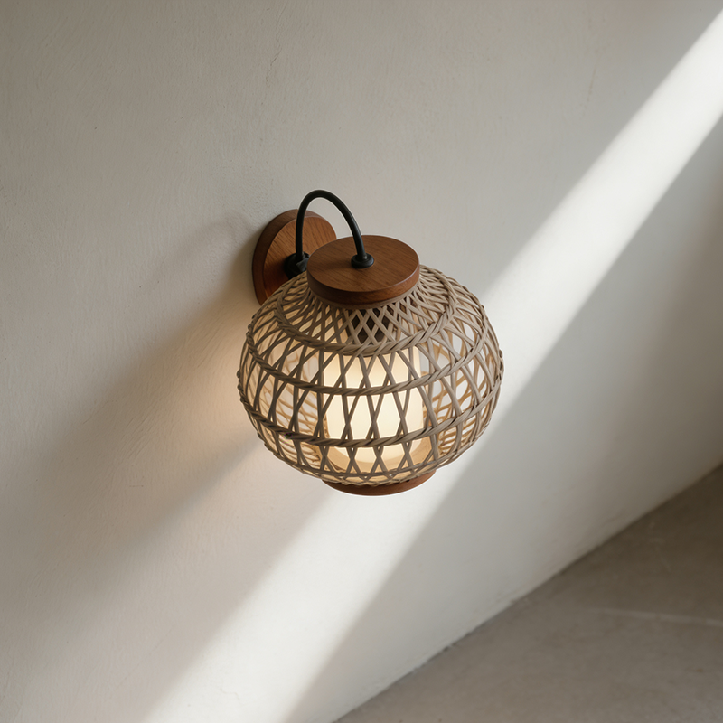  내추럴 라탄 벽램프 3P