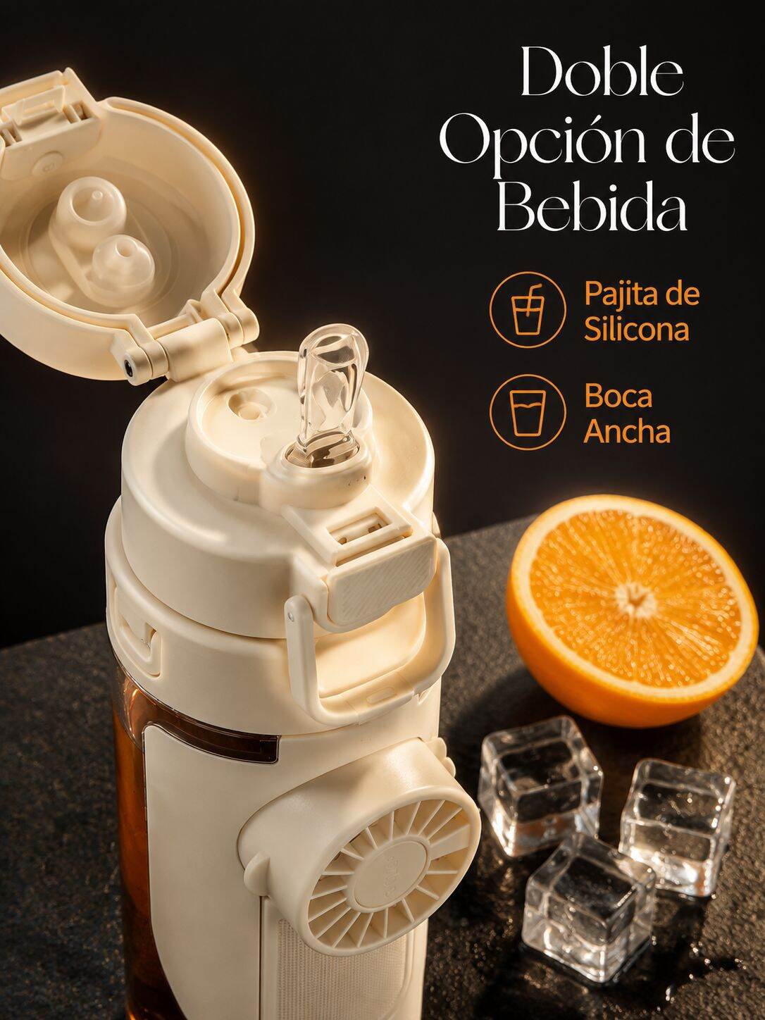 Botella deportiva con ventilador de diseño elegante