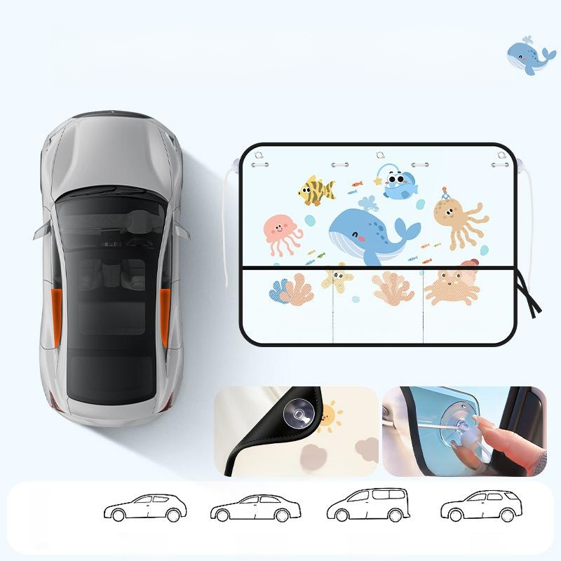 Car Suction Cup Sunshade and Mosquito Net Curtain