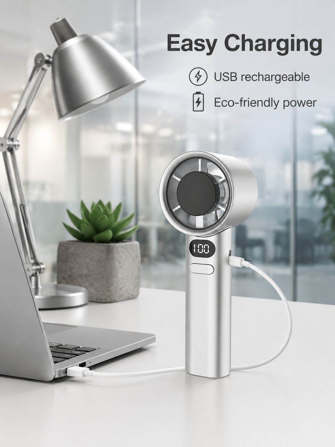 Portable USB Rechargeable Mini Fan for Indoor Outdoor Office Home and Meeting Room