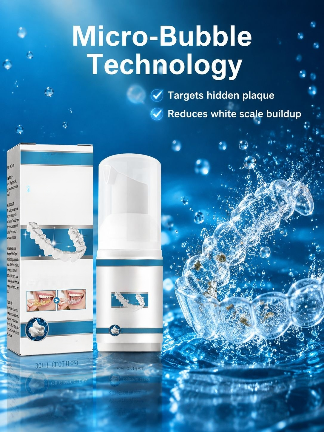 Powerful stain remover tablets for dentures in use