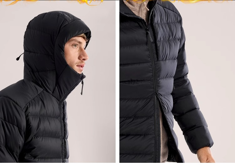 후드가 달린 따뜻한 경량 재킷