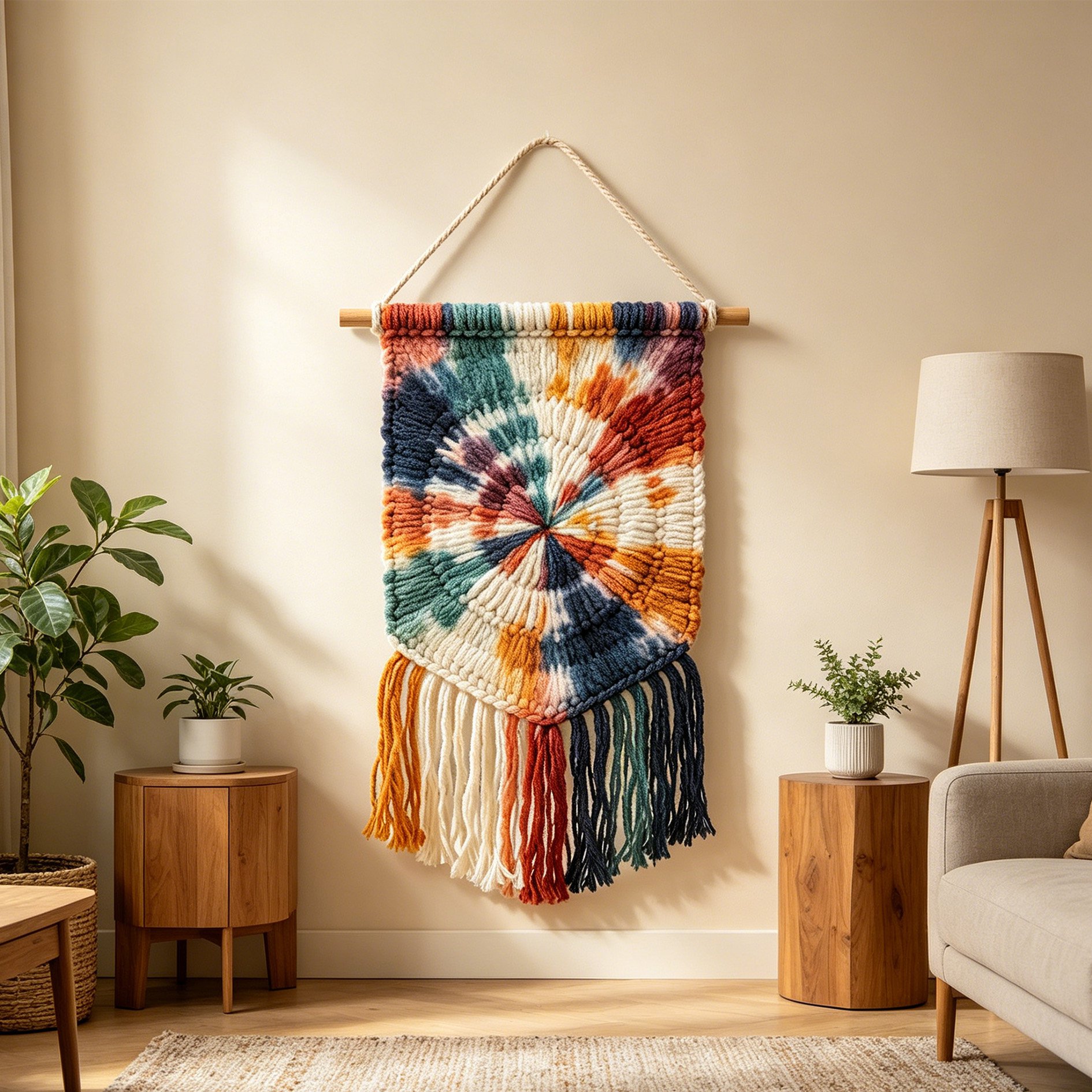 Détail du pendentif artisanal en tissu