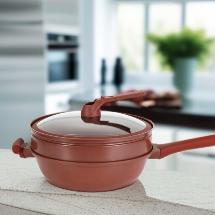 가정용 다기능 일체형 조리 냄비 보라색 모래 세라믹 논스틱 냄비 건강 클레이 찜기 웍 일체형 다기능 냄비