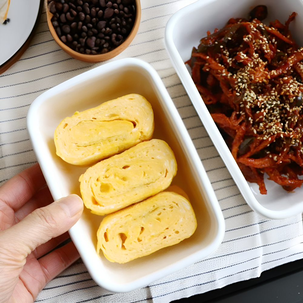 전자레인지 사용 가능한 에나멜 사각 도시락통