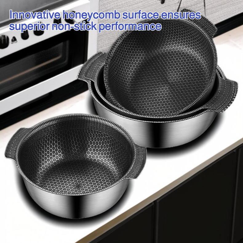 Honeycomb double-eared non-stick pan