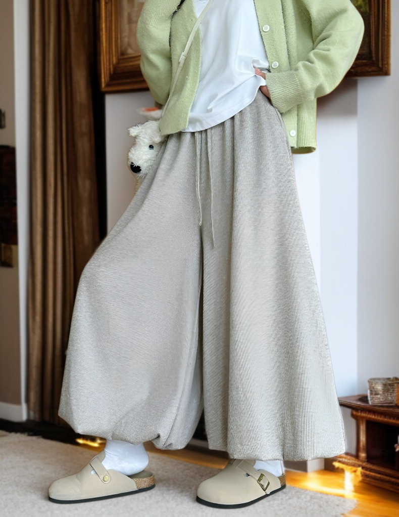 누룽지 스타일 여성 니트 팬츠