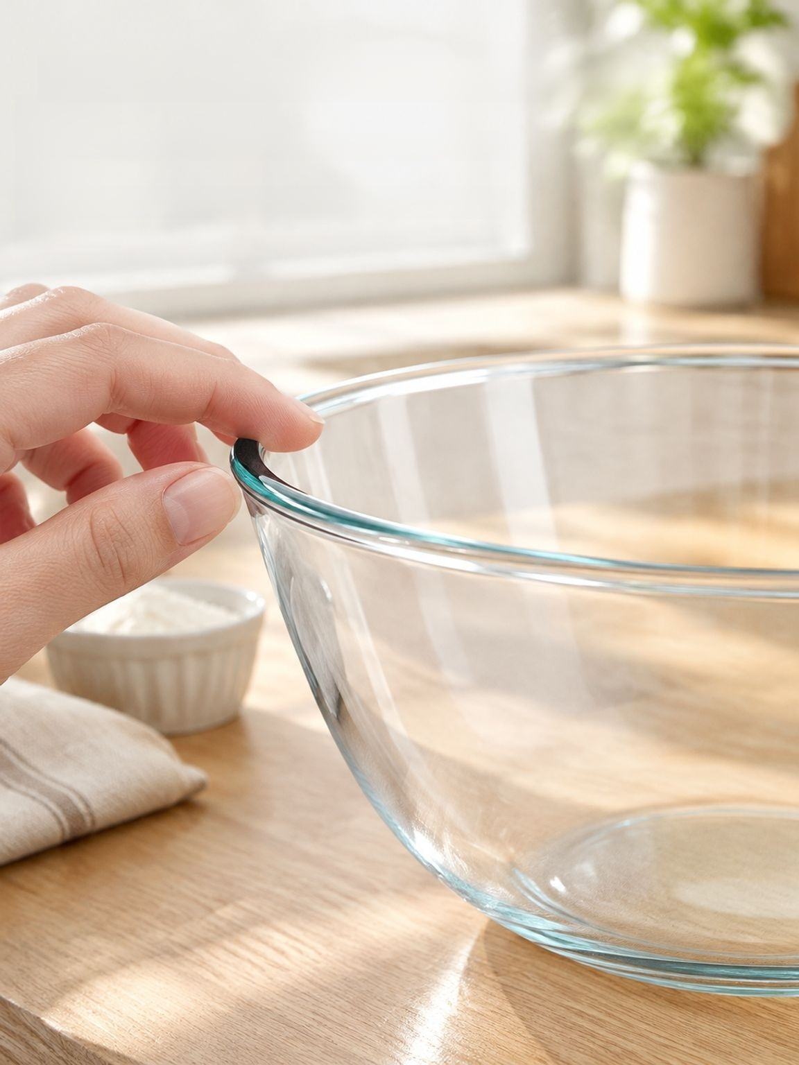 Transparente Schüssel zum Servieren von Suppe