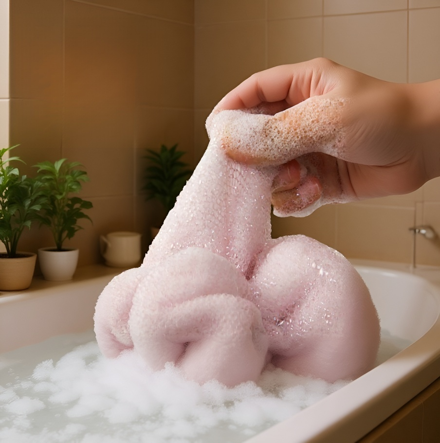 お風呂場で使うヘチマバスボール