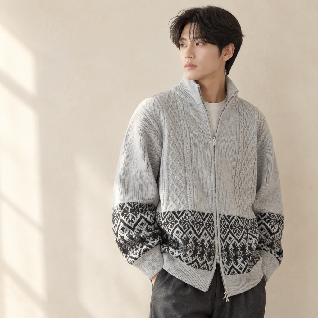 봄·가을·겨울 신규 복고풍 니트 외투 남성 의류