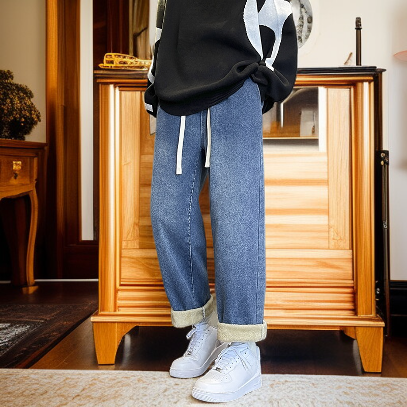 플리스 안감 청바지