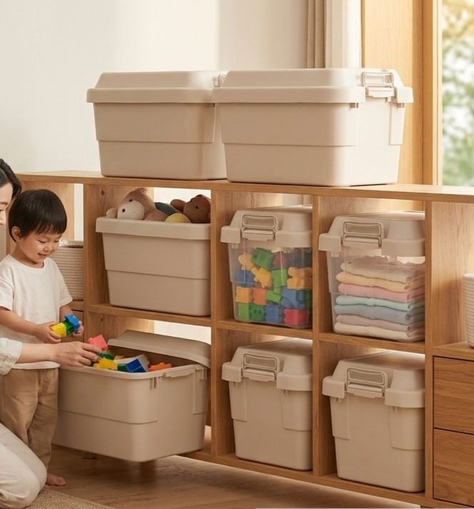 屋外収納ボックスの開閉シーン